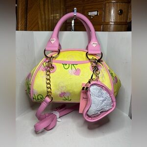 NWT Juicy Couture Retro Juicy Cherry Satchel - Yellow Iris Multi